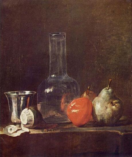 jean-Baptiste-Simeon Chardin Still Life with Glass Flask and Fruit Germany oil painting art